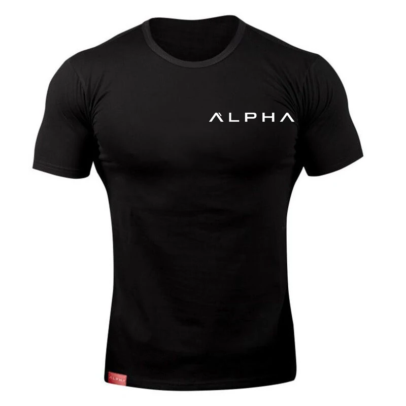Alpha Спортивная футболка мужская хлопковая Мужская футболка для бега спортивная майка для бодибилдинга и фитнеса облегающая футболка для спортзала - Цвет: picture color