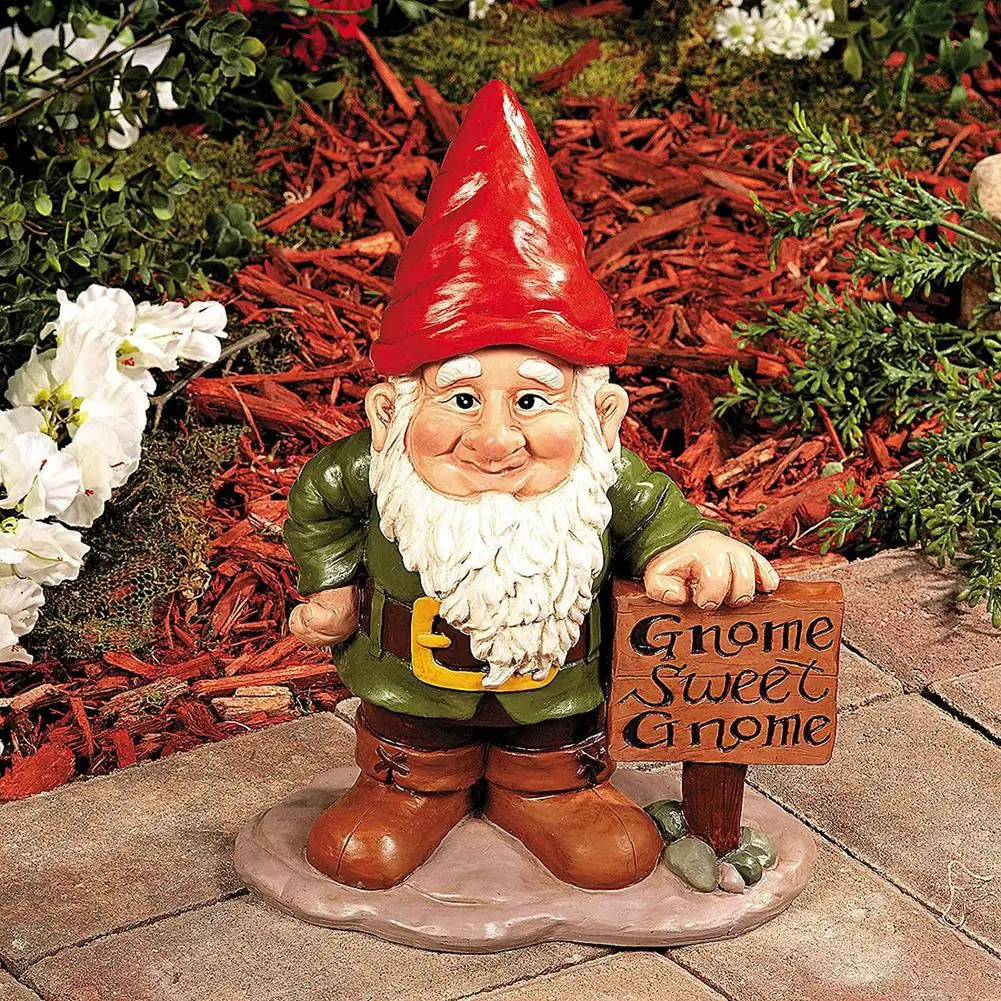 Statue de Gnomes en résine avec chapeau remplaçable, Figurine drôle et mignonne, décoration d’intérieur, de jardin — vu