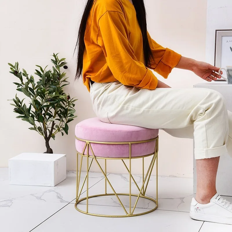 

Q002 Household Shoe Stool Fashion Creativity Low Stool Make Up Stool Cloth Art Round Stool Modern Taburete