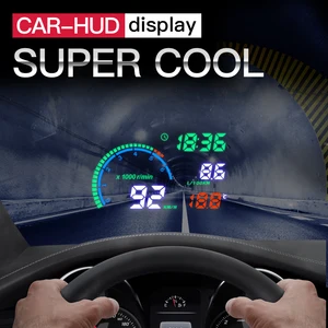 Image 4 - צבע I9 5.5 אינץ Hud רכב ראש בראש תצוגת Led שמשה קדמית מהירות מקרן Obd2 סורק מהירות אזהרת צריכת דלק נתונים
