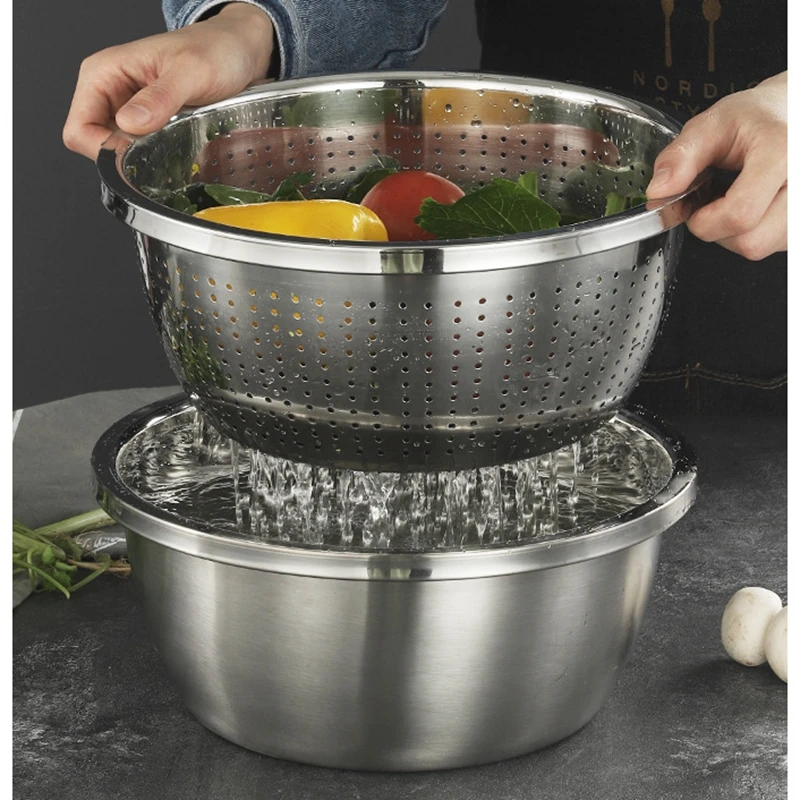 Stainless Steel Vegetable Basin Extra Large Mixing Bowl Metal Bowls Kitchen  Wash Big Accessory - AliExpress