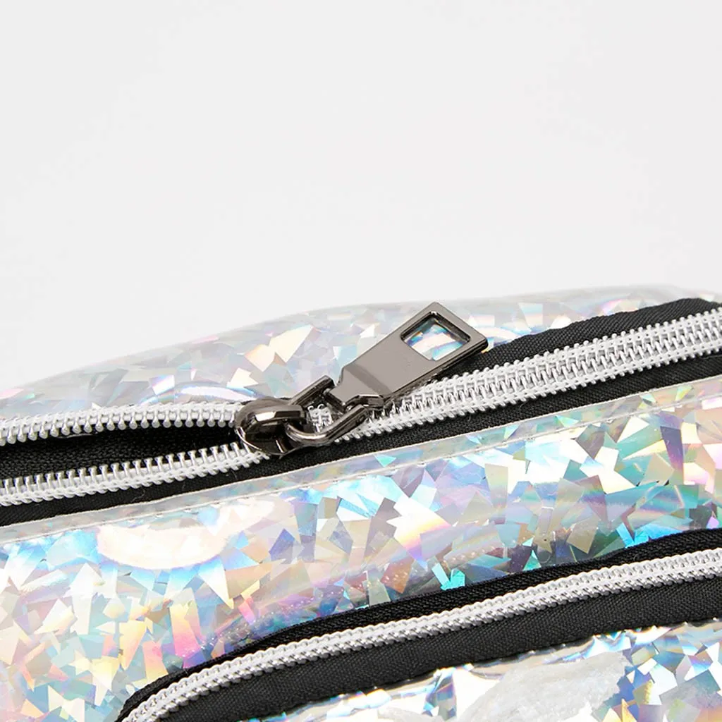 Женская поясная сумка голографические блестки Fanny Pack с лазерным рисунком для