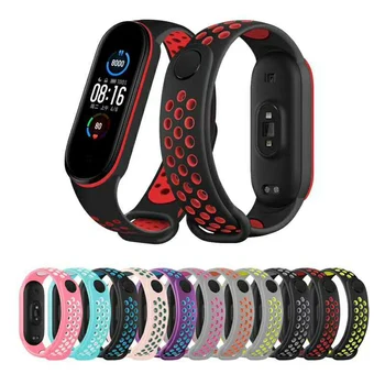 

Smart Bracelet Replacement Strap For Xiaomi Mi Band 5 Watchband Soft Silicone Bracelet Mi Band 5 Two-Color Sports Strap TSLM1