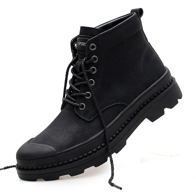 

Europe And America Autumn And Winter plus Velvet Men's Boot New Style Men Martin Boots MEN'S SHOES Hight-top Work Shoes Large Si