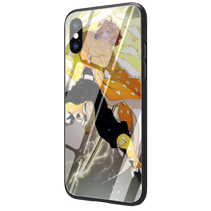 EWAU Zenitsu Kimetsu no yaiba чехол для телефона из закаленного стекла для iPhone 5 5S SE 6 6s 7 8 Plus X XR XS 11 pro Max - Цвет: G7
