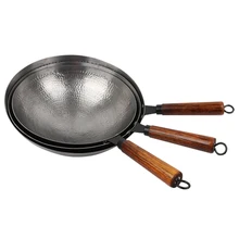 Высокое качество китайский железный горшок для дома традиционный ручной работы Железный вок без масла дыма без покрытия антипригарный вок посуда не сковорода