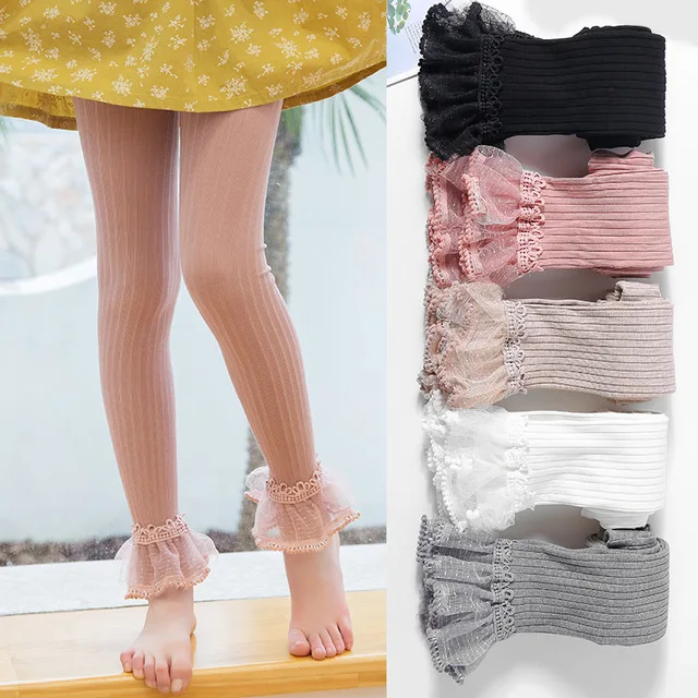 

2020 children's clothing children kids leggings spring autumn girls soft cotton breathable pants cute lace leggings