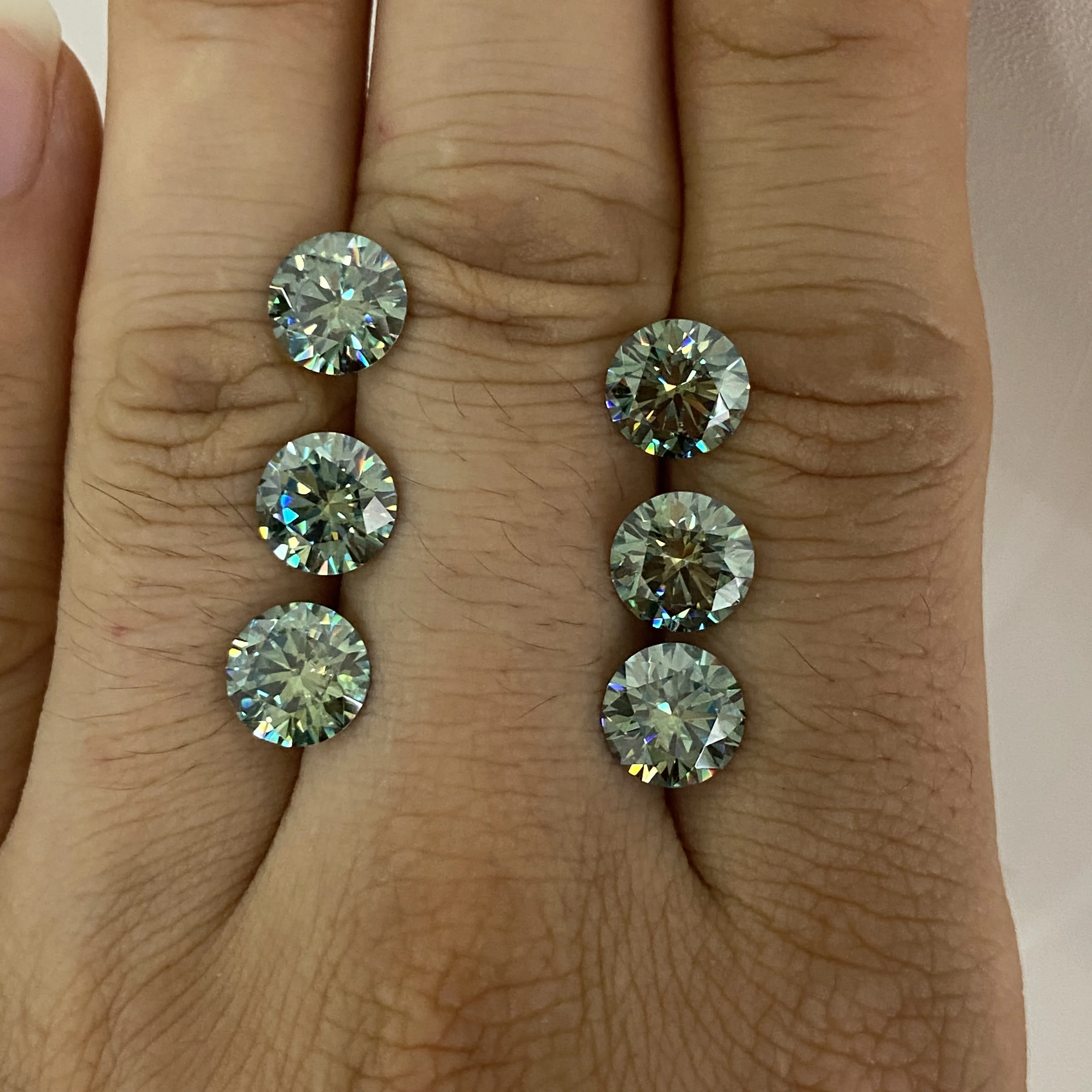 New color moissanite diamond 1ct 6.5 mm Blue Green Loose Moissanite stone