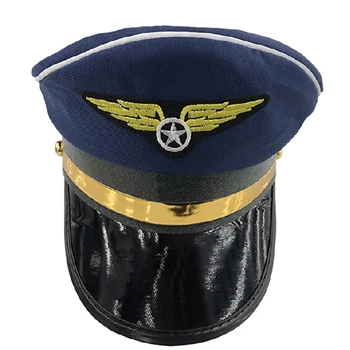 

1pcs Children Flight Cap Pretend Play Captain Pilot Hat Role Play Toy For Kids Boys Gift - Navy Blue / black