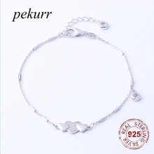 Pekurr 3 Любовь Сердце теплый семейный браслет из стерлингового серебра 925 пробы циркониевые ювелирные изделия Женский браслет модные очаровательные аксессуары украшения