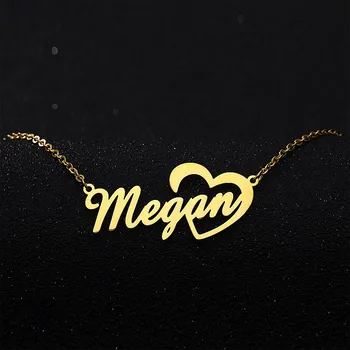 

Name Necklace Gold Color Stainless Steel Personalized Custom Necklaces for Women Wedding Party Gift Nameplate Pendant Chokers