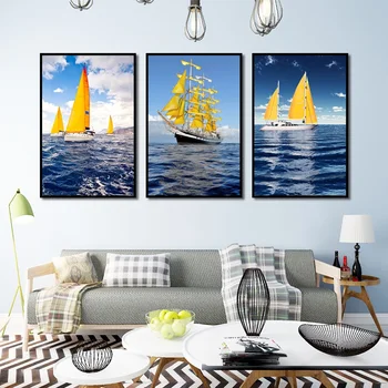 

Sea And Sailboat Poster Print Landscape Canvas Painting Picture Aisle Home Wall Art Graffiti Bedroom Modern Decoration Custom