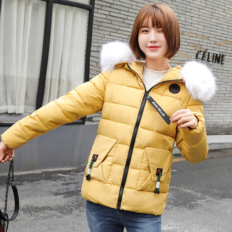 

Cotton Coat Large Fur Collar Mid-length 2019 Winter Korean-style down Coat Loose-Fit Plus-sized Cotton-padded Clothes Women Jack