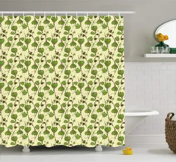 

Grapevine Leaves Pattern Shower Curtain, Cleaning Waterproof Polyester Bathroom Curtain,60 x 72 Inches