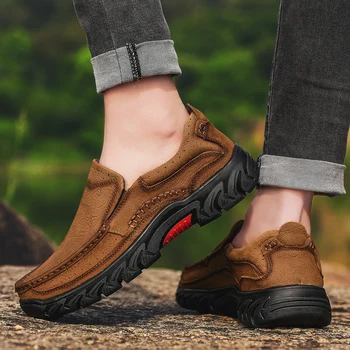 

Golden Sapling Classics Retro Outdoors Trekking Shoes Men Soft Rubber Genuine Leather Hunting Boots Tactical Men's Tooling Shoes