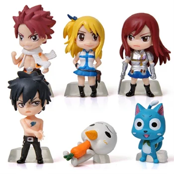 

1 set Cartoon Fairy Tail Action Figures Cute Anime Model Statue Collection Kid Gift Toy