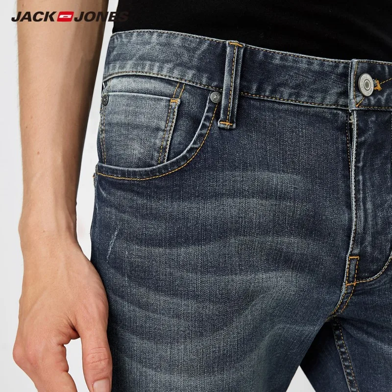 JackJones модные трендовые узкие удобные мужские осенние джинсы с заниженным шаговым
