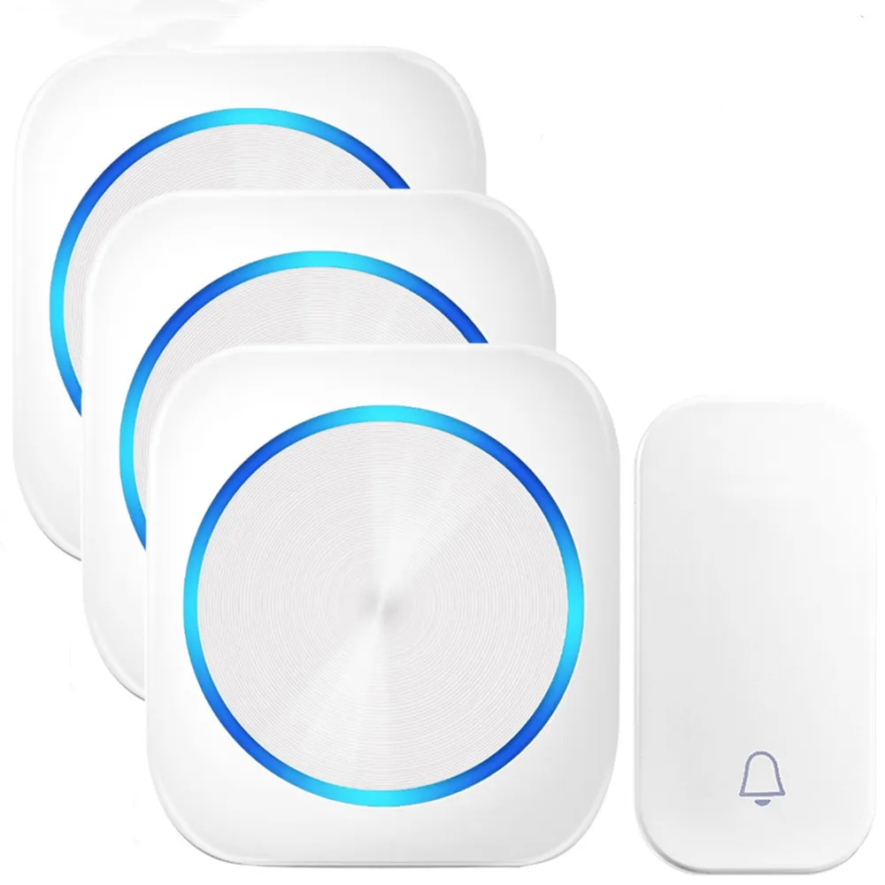 1 button 3 Receiver SMATRUL автономный беспроводной дверной звонок chime call night light no батарея разъем ЕС waterproof 150 M - Цвет: 1 button 3 Receiver