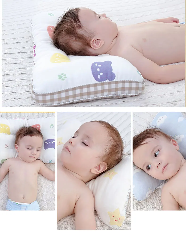 От 0 до 6 лет, удобная детская подушка с мультяшным рисунком, против скатывания, подушка для малышей с плоской головкой, хлопковая подушка