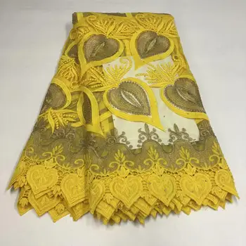 

High quality nigerian swiss voile net lace African tulle mesh lace fabric 2020 yellow France cord lace for party wedding dress