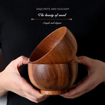 

Natural Wood Bowl Decoration Wooden Tableware Fruit Salad Noodle Rice Bowl Fruit Bowl Handicraft Bowl Soup Kitchen Utensil Dishe
