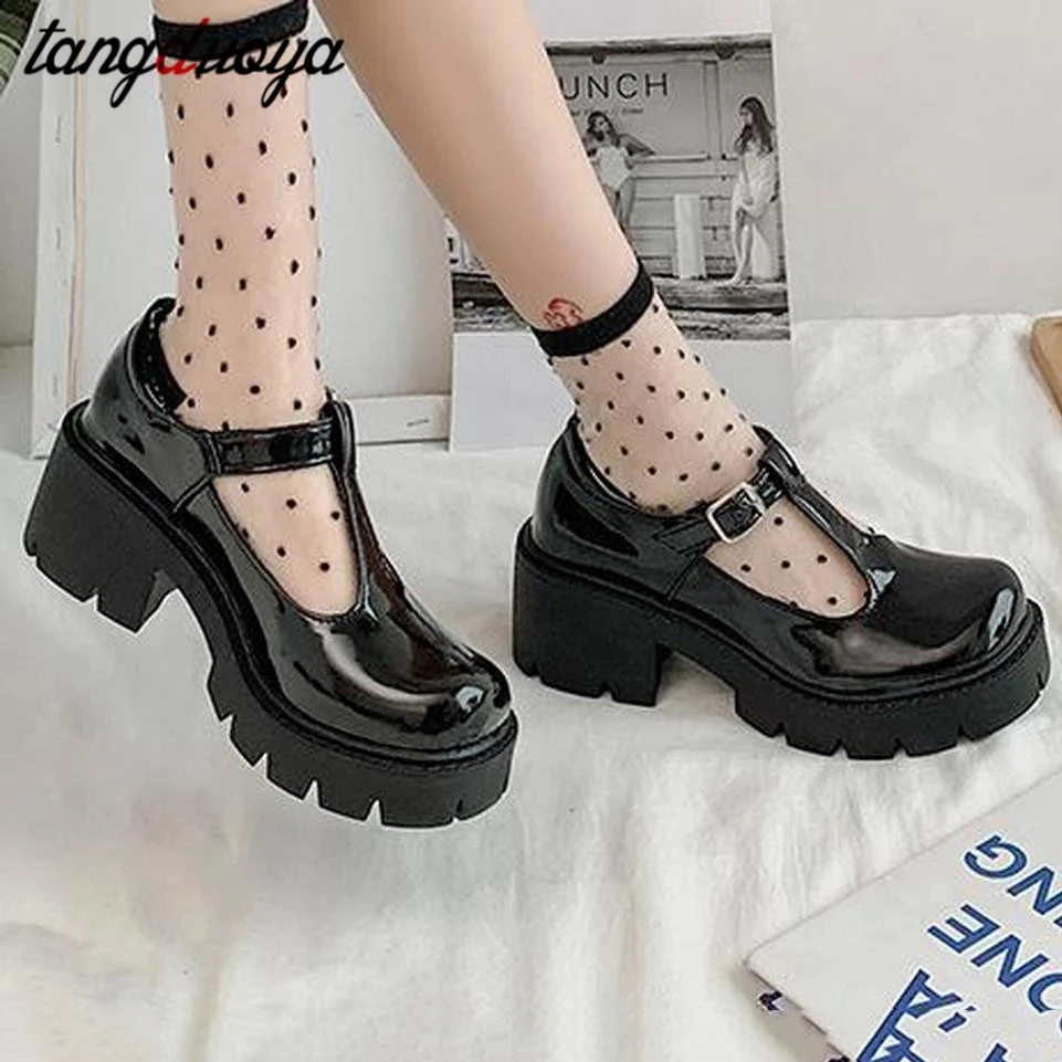 Small leather shoes women 2020 spring models Mary Jane shoes women's Japanese high heels retro platf