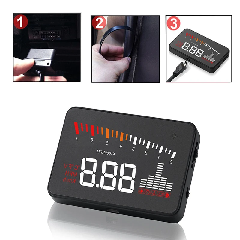 Автомобильный HUD OBD дисплей на голову, система Предупреждение о превышении скорости, проектор, лобовое стекло, авто электронная сигнализация напряжения для автомобиля, аксессуары
