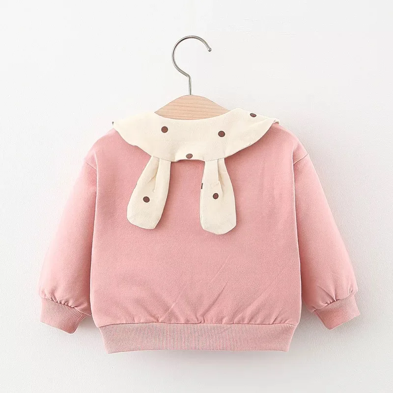 Roupas do Bebê Primavera Outono Bebê Meninas Sweatshirts Algodão Dot Manga Comprida Hoodies Menina Camiseta Crianças Moletom 7 Agasalhos e moletons