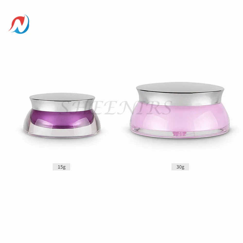 

Free Shipping 4pcs 15g 30g Empty Flying Saucer shape cosmetic jar Purple UFO-shape Arylic Empty Cream Container for packaing