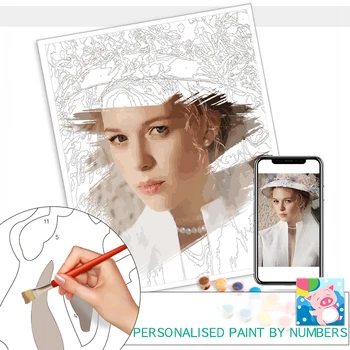 

Personalised Paint By Numbers Photo Custom DIY Oil Painting By Number Picture Drawing Canvas Portrait Family Children Pets Photo