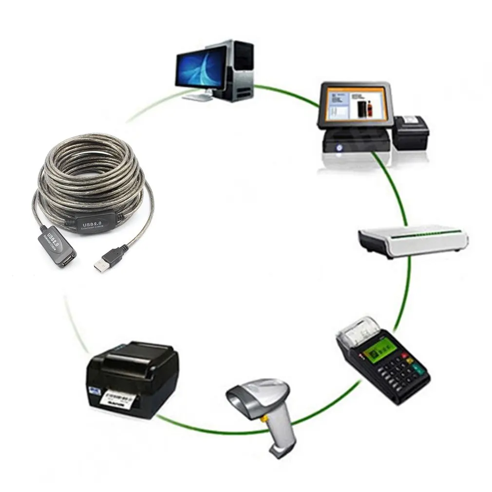 20 м USB2.0 Удлинительный кабель усиления сигнала удлинитель беспроводной сетевой карты удлинение кабеля линии с чипом