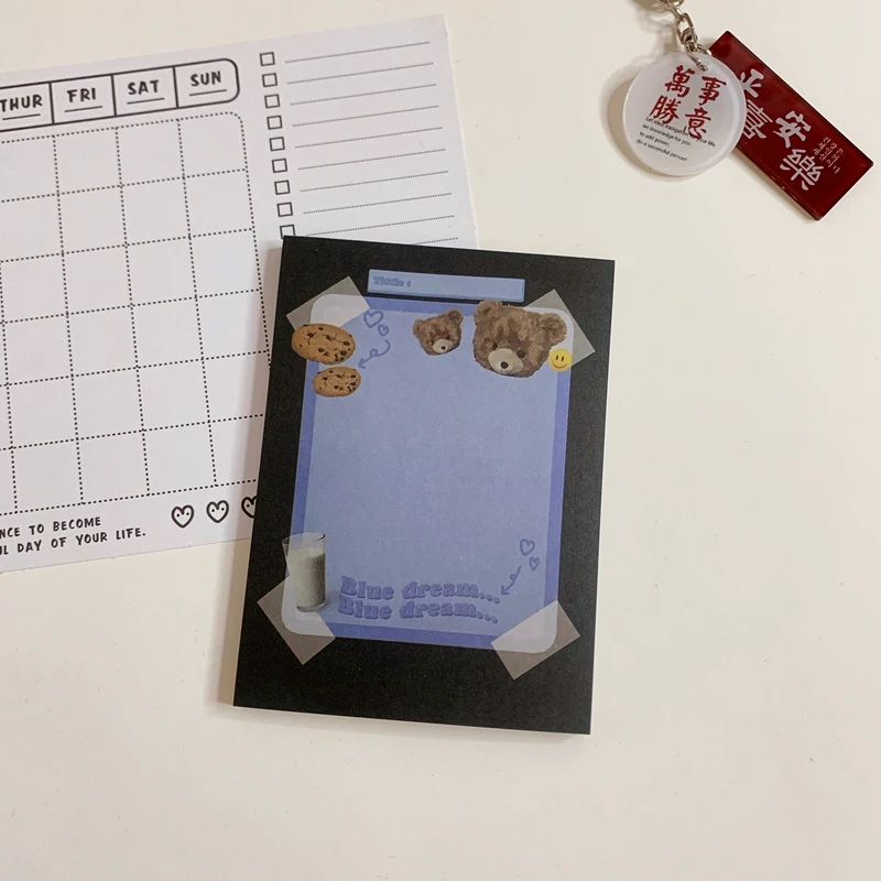 50 Sheets Ins Hot American retro style cute bear Mini Portable Notepad Diary Book Exercise Book Papelaria School Office Supply