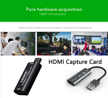 

1080P HDMI To USB 2.0 Video Audio Capture Card Adapter Converter Phone Game Recording Box For PC Youtube OBS DVD Live Broadcast