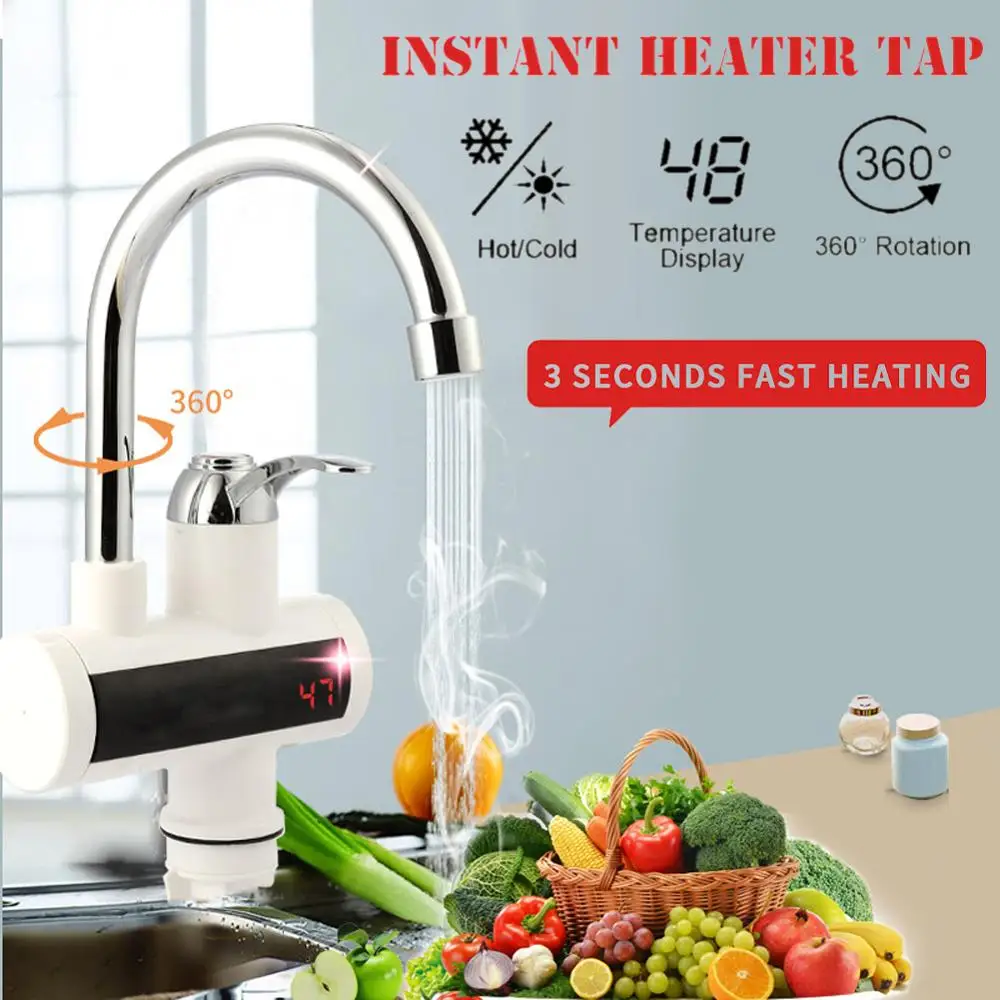

Electric Kitchen Water Heater Tap Instant Hot Digital display Faucet Heater Cold Heating Tankless Instantaneous Water Heater