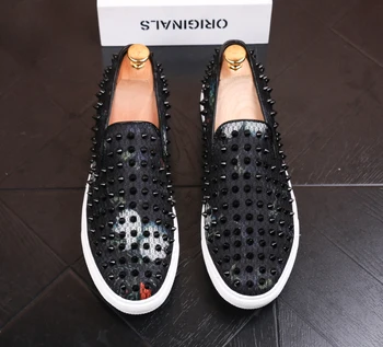 

fashion rivet Men's increased high shoes oxfords punk casual l leather shoes dress shoes slip on loafers zapatillas hombre