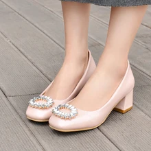 Doratasia/Прямая поставка; коллекция года; женская обувь большого размера 48; элегантные женские туфли-лодочки с кристаллами без шнуровки на массивном каблуке; женские офисные туфли-лодочки