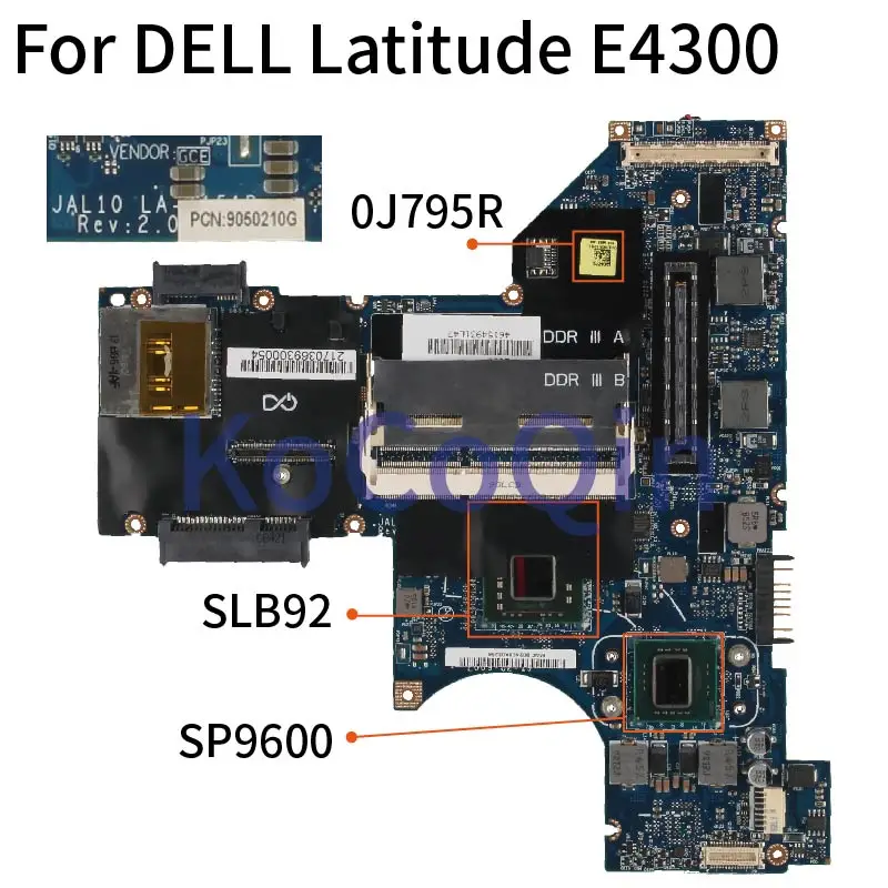 Placa-mãe para Computador Dell Latitude E4300 Cn0j795r 0j795r Placa-mãe para Notebook La4151p Sp9600 Slb92