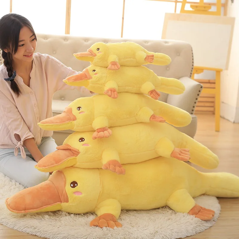 

New Style Platypus Plush Toys Cute Yellow Papa Duck Fur Doll Soft Adorable Doll Pillow Back Cushion