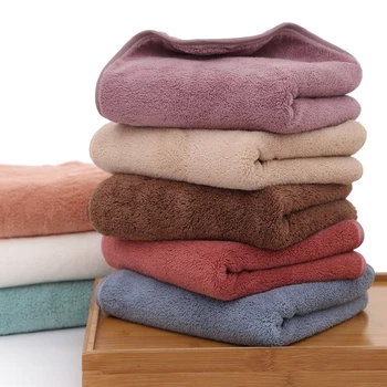 

High-density Coral Velvet Towel Solid Color Soft Face Towel Thick Highly Absorbent Household Towel
