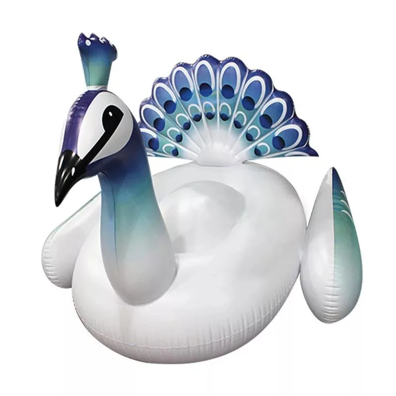 

200x130x170cm inflatable peacock floating drainage mounted mount floating bed beach pool party water floating toy for adults