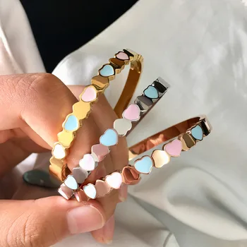 

Luxury Brand Strong Statement Fashion Colored Drop Nectarine Glazed Bracelet For Women