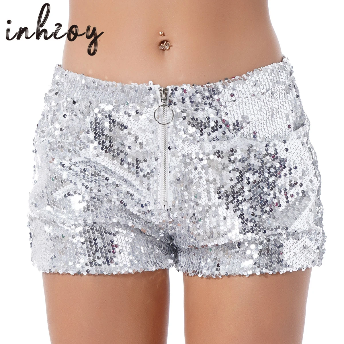 Pantalones cortos brillantes de para mujer, Shorts brillantes para fiesta, baile, fiesta, Club nocturno| | AliExpress