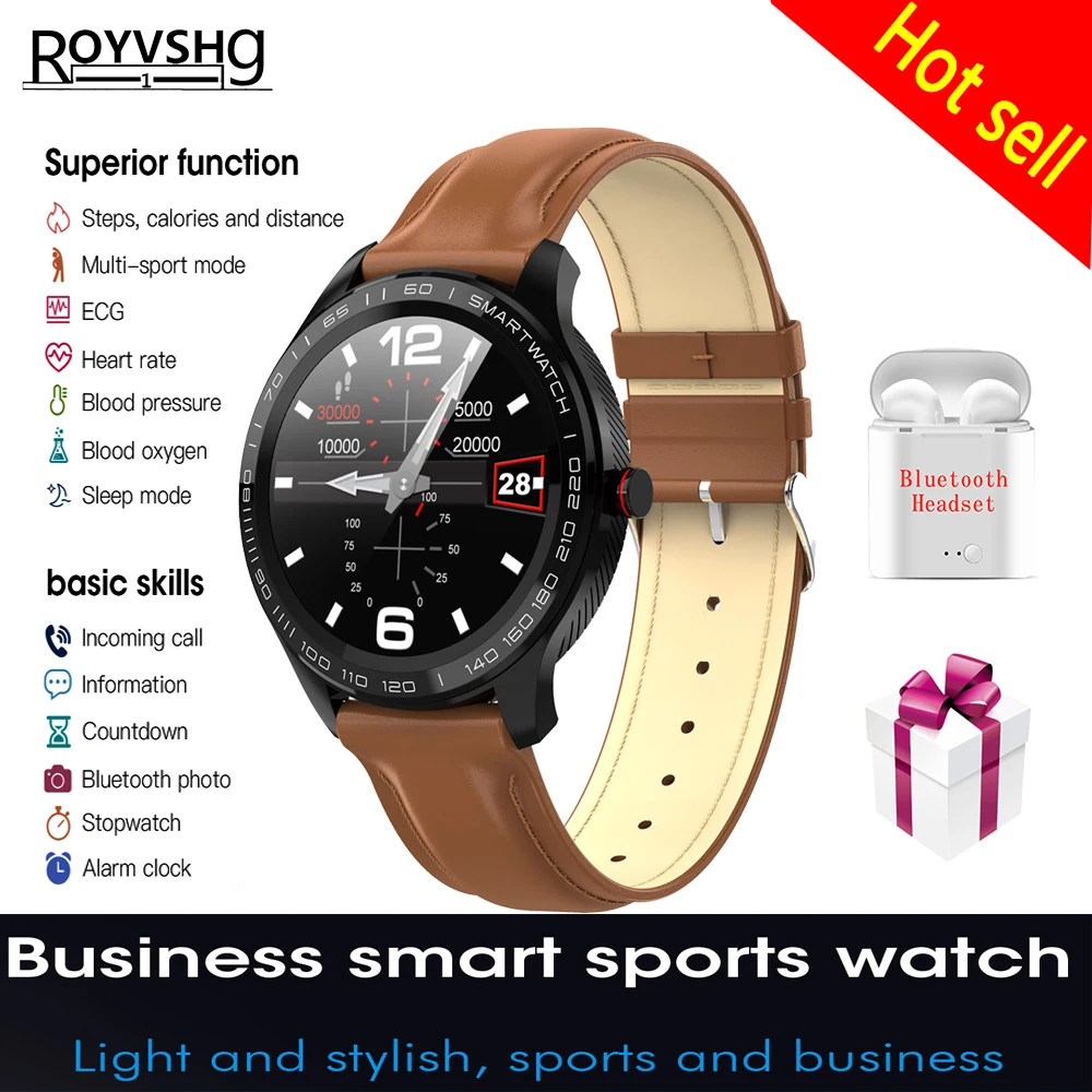 L9 ЭКГ Смарт часы для мужчин Полный Круглый мультисенсорный Smartwatch ip68водонепроницаемый спортивные часы для мужчин Bluetooth напоминание/Музыка