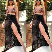 Goocheer, Новое поступление, Boho, летнее женское бикини, накидка, прозрачная, Пляжное, макси, юбка с запахом, саронг, парео, бандажная юбка, пляжная одежда