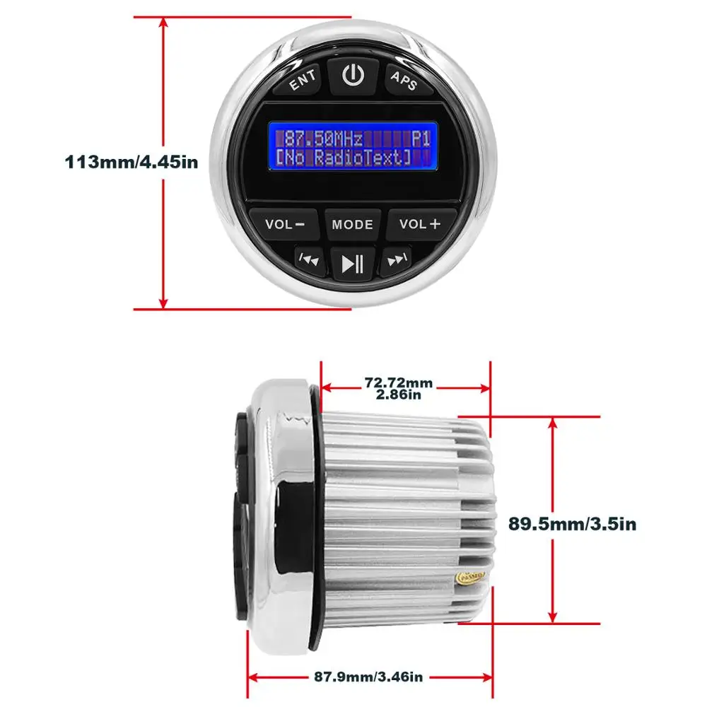 US $206.03 Marine Stereo Bluetooth DAB AM FM Radio Audio Receiver Boat Gauge Style USB MP3 Player65 4Ohm Waterproof Speakers Antenna
