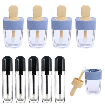 

5/8ml Transparent Plastic Lip Glaze Lip Gloss Tubes Labial glair Refillable Bottles Ice Cream Lipstick Lip Balm Sample Holder