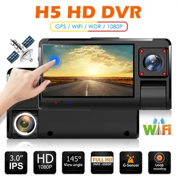 

Dual Lens WiFi Dashcam Full HD 1080P 3 inch Touch Screen Dashboard Camera Night Vision G-sensor Digital Video Recorder
