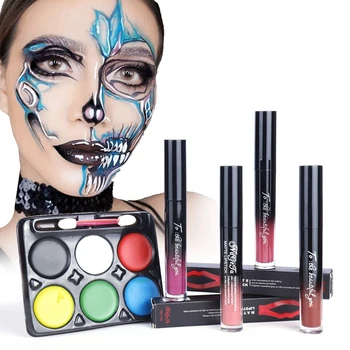 

Halloween Makeup Set Face Body Art Painting Oil Tattoo Makeup Cosmetic Vampire Skull Face Paint Lip Gloss Halloween Paint Set