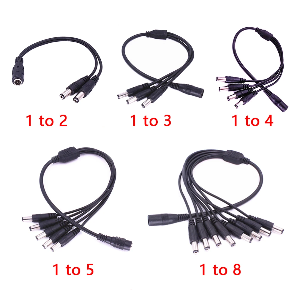 

DC 1 to 2/3/4/5/8 Power Split Splitter Cable 2.1*5.5mm for CCTV Camera Security DVR Accessories LED Light Strip