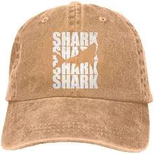 Унисекс Регулируемая ВИНТАЖНАЯ ДЖИНСОВАЯ бейсболка s Акула Силуэт Кепка водителя грузовика